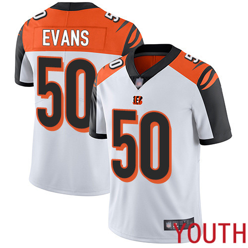Cincinnati Bengals Limited White Youth Jordan Evans Road Jersey NFL Footballl #50 Vapor Untouchable->youth nfl jersey->Youth Jersey